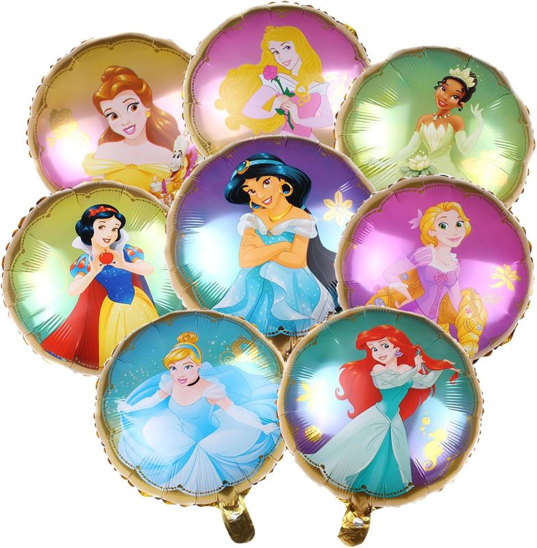 Photo 1 of 8PCS Princess Balloons Bouquet Set for Birthday Party Supplies, Princess Birthday Party Balloons for Party Decorations

