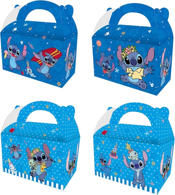 Photo 1 of 16 Pcs Stitch Party Favor Boxes, Stitch Goodies Bags Treat Boxes, Stitch Birthday Party Decorations Stitch Supplies Candy Gift Boxes