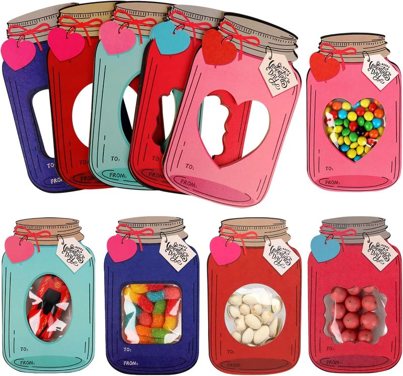 Photo 1 of Giiffu 50 Pack Valentines Cards for Kids, Mason Jar Happy Valentines Day Cards, Funny Valentine Gifts for Classroom, Kids Valentines Day Cards for School Exchange Party Favors(Candy Not Included)
