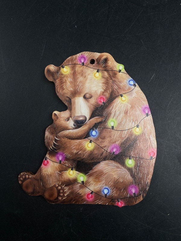 Photo 1 of 2 PACK - Double-Sided Wood Christmas Bear Ornament - Christmas Tree Decoration, Xmas Gift for Bear Lover
