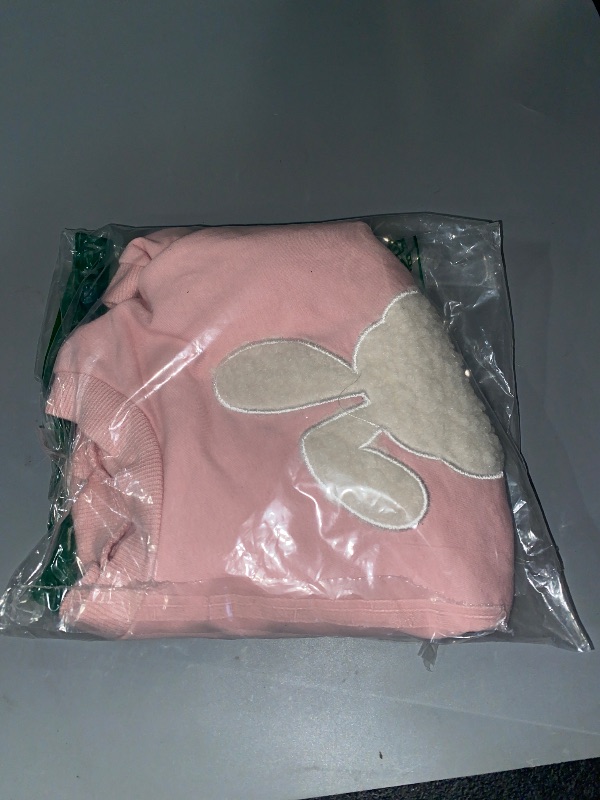 Photo 1 of 3-6M- Easter Baby Girl Clothes Fuzzy Bunny Embroidery Romper Sweatshirt Bubble Jumpsuit Toddler Baby Girl Outfit
