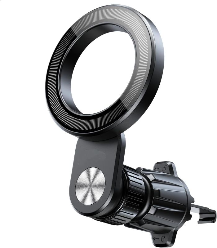 Photo 1 of Car Phone Holder Mount for iPhone and Smartphones, Magnetic Car Phone Holder Hook for Car Mount, Air Vent/Dashboard Magnetic Phone Holder for Car [360° Rotation], Charging Not Supported, Grey

