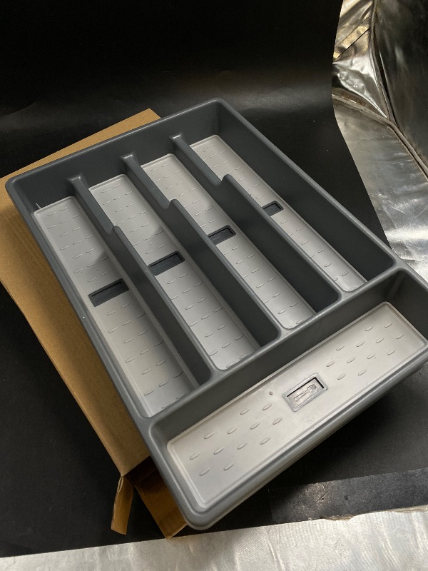 Photo 1 of Silverware Organizer with Cutlery Icons Silverware Tray for Kitchen Drawer Flatware Tableware Cultery Drawer Organizer Utensil Organizer with Non-slip TPR Linings Kitchen Organization Essentials
