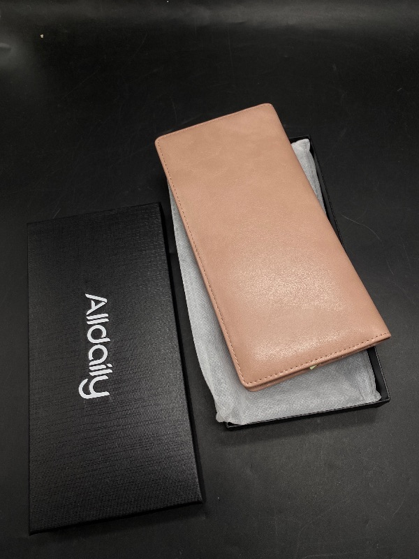 Photo 1 of Alldaily Ultra Slim Thin Women Wallet RFID Blocking Credit Card Holder Bifold Long Ladies Billfold (Dark Pink)
