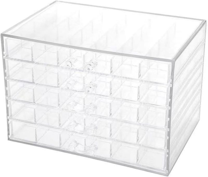 Photo 1 of Feadily Acrylic Jewelry Organizer Box, Jewelry Drawer Organizer With 5 Drawers 120 Grids, Clear
