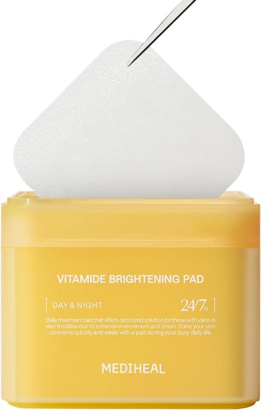 Photo 1 of MEDIHEAL Vitamide Brightening Pad - Vegan Face Hypoallergenic Pads with Niacinamide, Sea Buckthorn - Radiance Boosting Pads for Clear, Illuminating Skin 100 Pads New