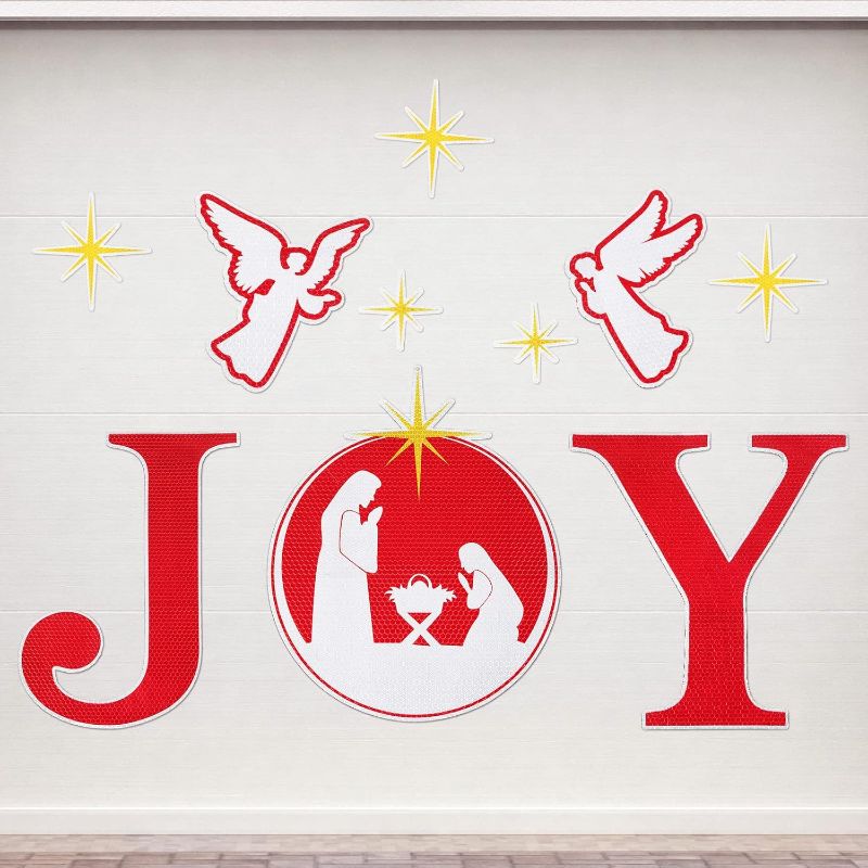 Photo 1 of 10 Pieces Christmas Garage Door Decorations Nativity Scene Garage Door Decor Christmas Garage Magnets Decoration Christmas Magnetic Sticker Christmas Reflective Magnet Refrigerator Decorations
