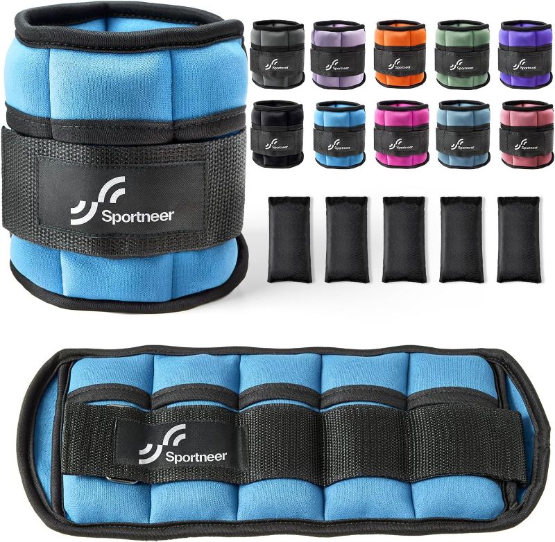 Photo 1 of Sportneer Adjustable Ankle Weights 1 Pair 2 4 6 8 10 Lbs Leg Weight Straps for Women Men, Weighted Ankle Weights Set for Gym, Fitness, Workout, Walking, Jogging,1-5 lbs Each Ankle, 1 Pair 2-10 lbs