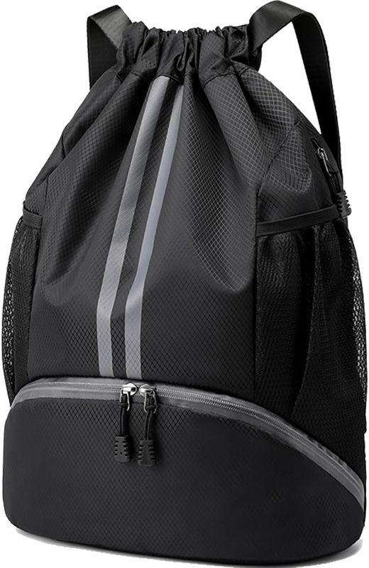 Photo 1 of Sports Drawstring Backpack - String Swim Gym Bag with Shoes Compartment and Wet Proof Pocket for Women&Men