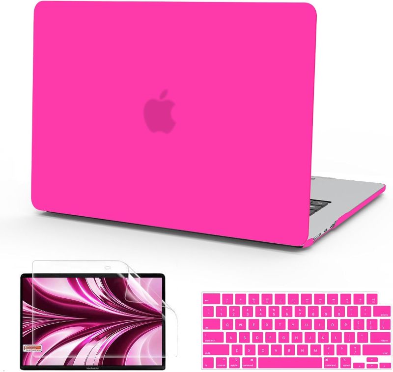 Photo 1 of AIR 15'' B BELK Compatible with MacBook Air 13.6 inch Case 2025 2024 2023 2022 Release M4 A3240 M3 A3113 M2 A2681 Liquid Retina Display, Plastic Hard Shell Case + Keyboard Cover + Screen Protector, Hot Pink

