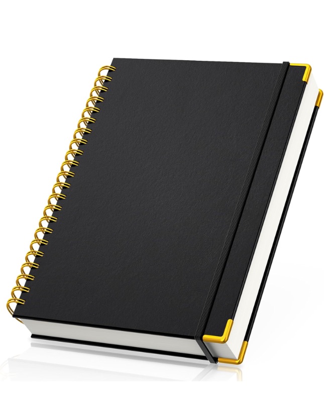 Photo 1 of Yarotm Spiral Notebook A4-1 Piece Lined Notebook A4-21x29.5cm Wirebound Ruled Paper Journal - 110GSM Planner Notepad Hardcover - 300 Pages Daily Journal School Diray Writing, Black
