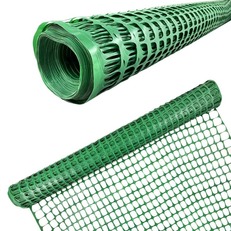 Photo 1 of Ashman Plastic Mesh Fence, 4'x50' Feet, 1 Roll, Green, Construction Barrier Netting, Garden Fencing, Fences Wrap, Above Ground, for Snow, Poultry, Chicken, Deer, Patio, Garden Netting, Green 50FT.
