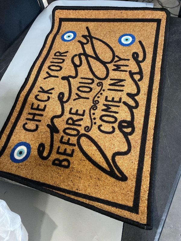Photo 1 of Check Your Energy Before You Come in My House Indoor Front Door Mat for Shoes by Door, Door Mats Outdoor Funny Door Mats for Outside Entry 30"X18"

