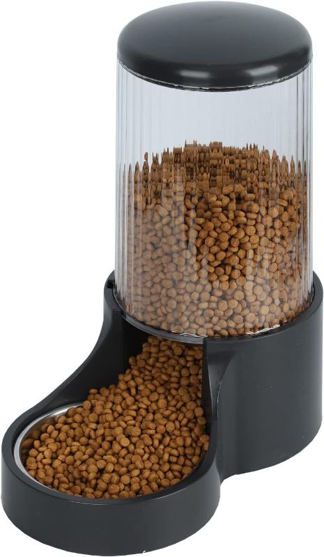 Photo 1 of Automatic Cat Feeder, 3.8L Large Automatic Cat Feeders Gravity Cat Food Dispenser with Detachable Top Lid, Visible Bottle and Stainless Steel Bowl for Cat, Dog and Pet 