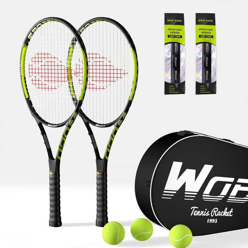 Photo 1 of Adult 2 Player Tennis Racket Perfect for Beginner and Professional Players, 27” Speed Tennis Racquet Include Tennis Balls, Overgrips, Tennis Bag, Vibration Dampe, Cover
