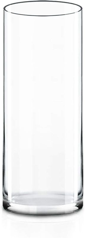 Photo 1 of CYS EXCEL Cylinder Clear Glass Vase (H-16" D-6") | Multiple Size Choices Glass Flower Vase Centerpieces | Hurricane Floating Candle Holder Vase
