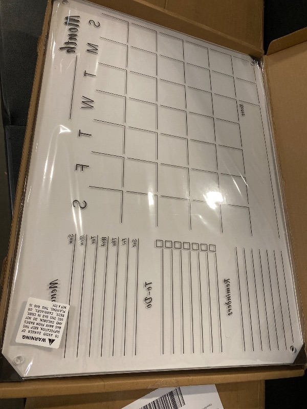 Photo 1 of 24x16" Clear Acrylic Wall Calendar with Dry Erase Surface, Monthly Planner Board, Includes Colorful Markers, Eraser, Multi-Color Mounting Screws, & Easy Install Kit - Ideal for Home & Office
