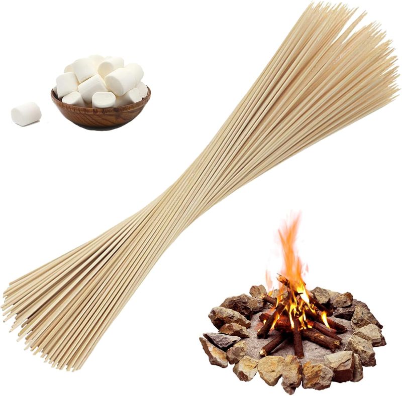 Photo 1 of 36 Inch Bamboo S'Mores Sticks.Use To Marshmallows,BBQ,Roasting,Camping.6mm Diameter.More Size Choices 6"/8"/10"/12"/36"(100 PCS)
