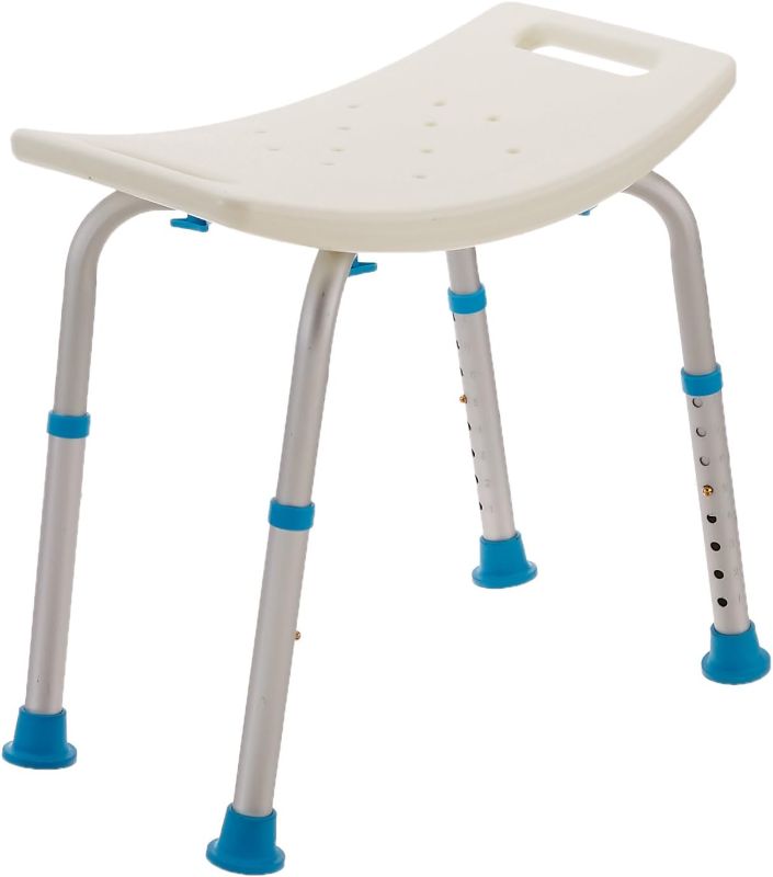 Photo 1 of Adjustable Non-Slip Bath & Shower Stool for Inside Shower, 20.08 x 12.2 x 14.17 Inch, White, (770-500)