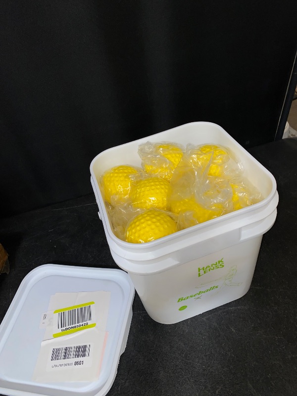 Photo 1 of 24 Pack Bucket of Dimpled Baseballs for Pitching Machine - Practice Balls for Hitting and Fielding, Rubber Baseballs for Hand-Eye Coordination
