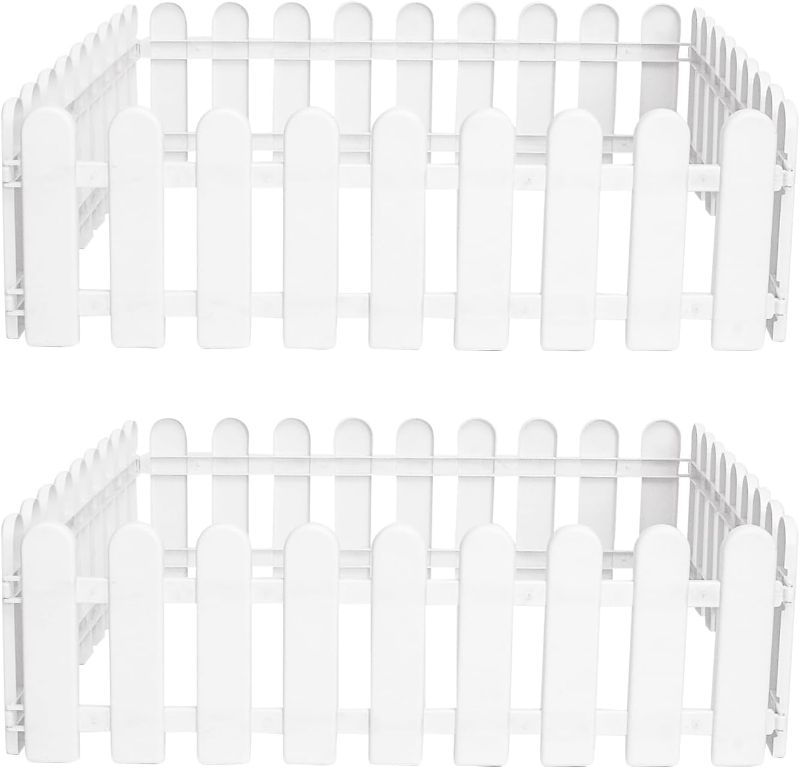 Photo 1 of  8pcs Garden Fence Mini Garden Decorative Fence Panels Mini Picket Fence Decor Christmas Villa Fence Wood Scoops for Rail Fence Garden Lawn Edging Outdoor Plastic White
