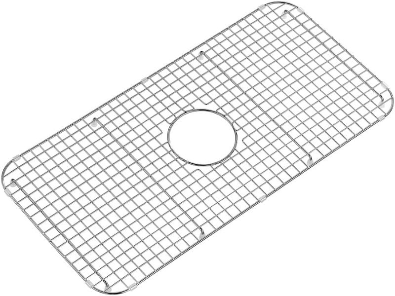 Photo 1 of 29.2 in. x 14.2 in. Centre Drain Kitchen Sink Bottom Grid with Supersoft Silicone Feet in 304 Grade Stainless Steel