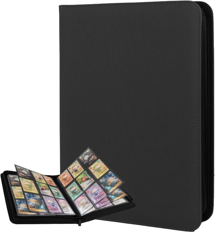 Photo 1 of Trading Card Binder 9 Pocket with Zipper, Fvxldcz PU Cover Card Collection Binder 540 Cards Sleek Side-Loading Card Album, Sturdy Card Collection Folder for TCG, MTG, Yugioh, Sport Cards
