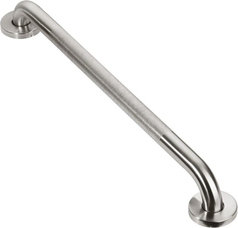 Photo 1 of 24inch Textured Handicap Grab Bar for Shower, Shower Handles for Elderly, Shower Grab Bars for Seniors with Concealed Screws Brushed Nickel
