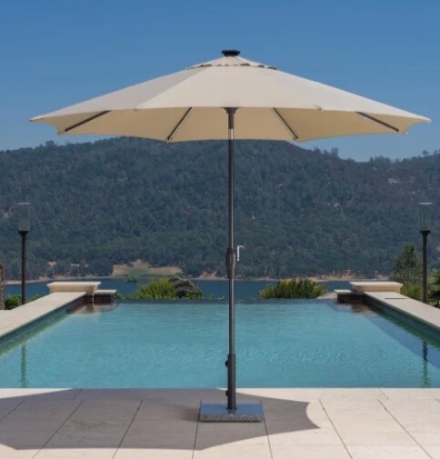 Photo 1 of Outdura SunVilla 10' Round Solar LED Market Umbrella TAN Replacement Fabric Only