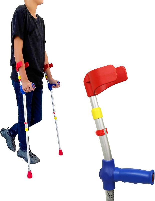 Photo 1 of PEPE Mobility - Forearm Crutches for Kids (x2 Units), Colored, Adjustable, Pediatric Girls and Boys - Made in Europe