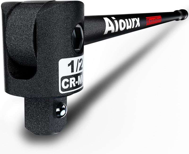 Photo 1 of 1/2 Inch Drive 24 in. Breaker Bar, 250 Degrees Heavy Duty Head, Ball Lock Function, Chromium-Molybdenum Steel, Striking Laser Specifications, High Temperature Quenching Rod Body, Black
