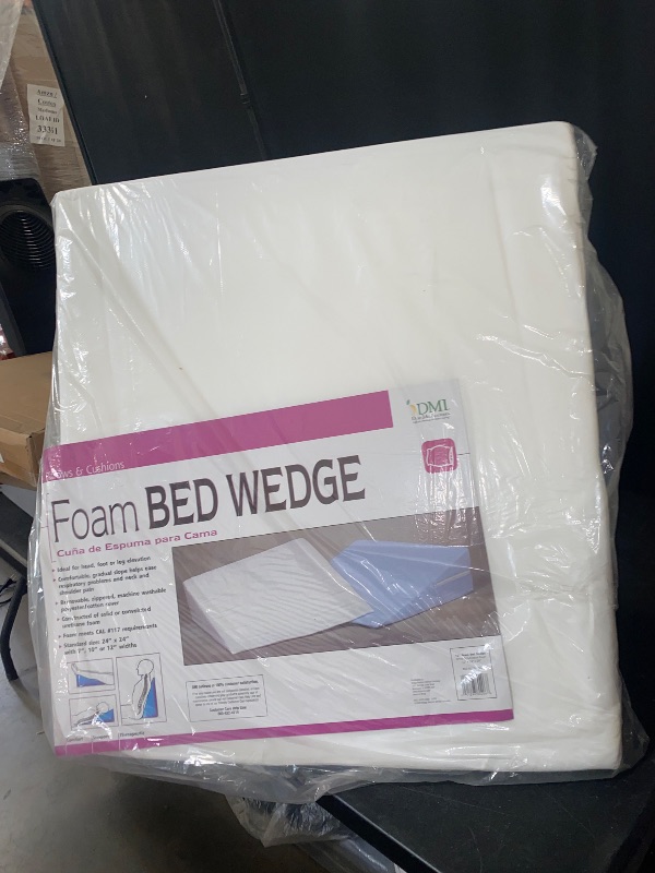 Photo 1 of FOAM REPLACEMENT** DMI Bed Wedge Pillow and Triangle Wedge with Elevated Incline for Neck Pain, Headaches, Shoulders, Back Pain, Foot Support, Knee Pain or Restless Leg Syndrome, 24x24x12 inches, White (Pack of 1)