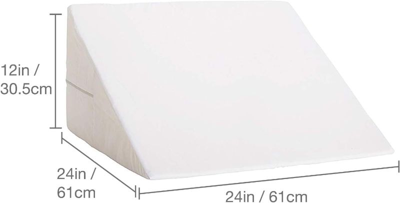 Photo 1 of FOAM REPLACEMENT** DMI Bed Wedge Pillow and Triangle Wedge with Elevated Incline for Neck Pain, Headaches, Shoulders, Back Pain, Foot Support, Knee Pain or Restless Leg Syndrome, 24x24x12 inches, White (Pack of 1)