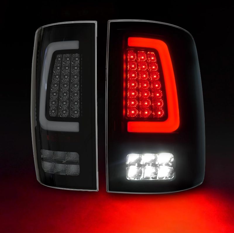 Photo 1 of Full Led tail lights for 2009-2018 Dodge Ram Rear Light Assembly Turn Signal,Brake Light,Reverse Light Smoked 1 Pair Rear Lights
