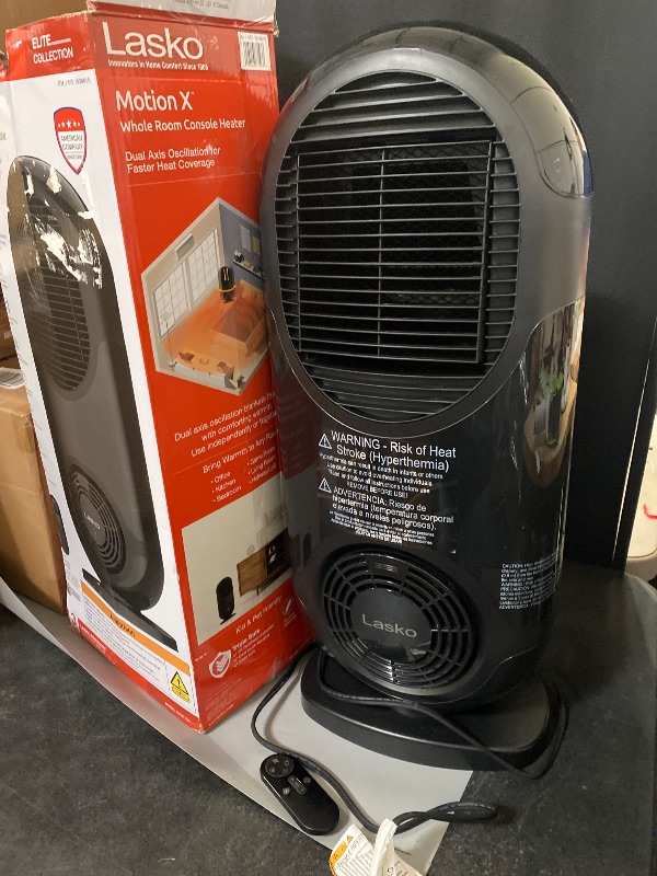 Photo 1 of LASKO CC27350 27" MOTION X CONSOLE SPACE HEATER WITH REMOTE CONTROL, BLACK
