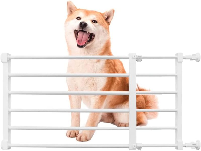 Photo 1 of Short Dog Gate Expandable Dog Gate 22"-39.37" to Step Over,Pressure Mount Small Pet Gate,Low Pet Gate-Adjustable,Puppy Gate Indoor for Doorway,Stairs (White, M(14.17''H))
