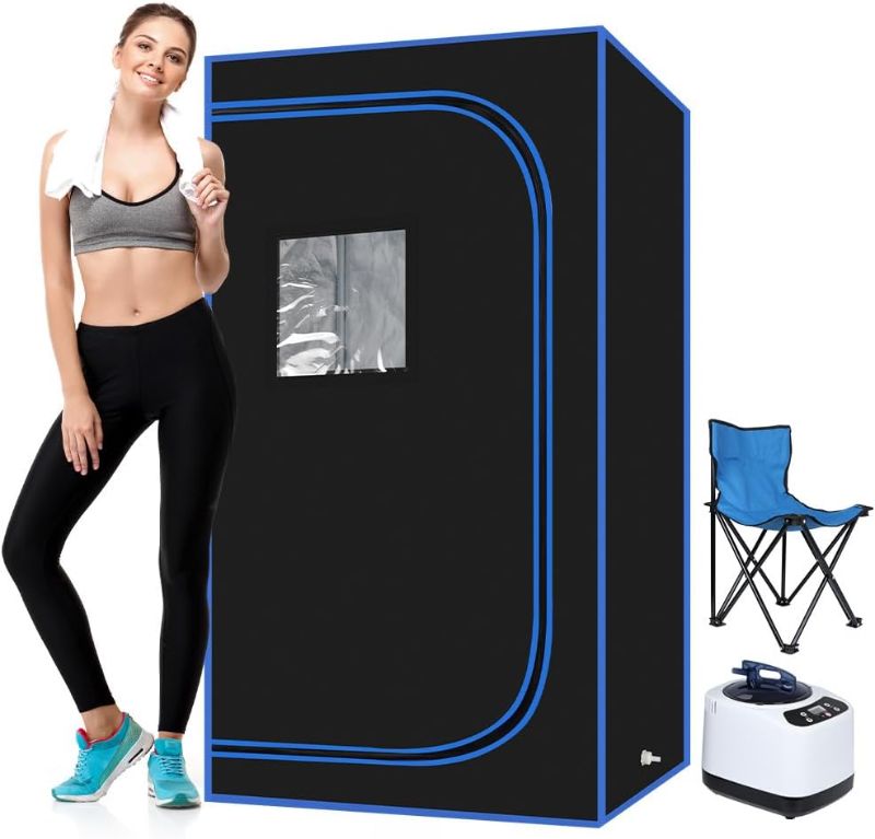 Photo 1 of Panana Portable Steam Sauna, Full Size Full Body Home Sauna Box, Foldable Sauna Tent with 1000W 3L Steamer, Remote Control, Folding Chair, 9 Levels

