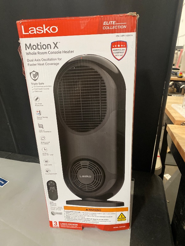 Photo 1 of LASKO CC27350 27" MOTION X CONSOLE SPACE HEATER WITH REMOTE CONTROL, BLACK

