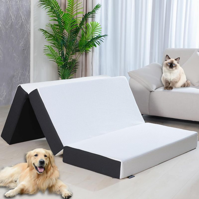 Photo 1 of (Full) Mattress Topper, 6 Inch Memory Foam, Full Size, Tri-fold, Ventilated, Conform Ergonomics, Soft, Portable, Floor Guest Bed, 73x52x6 inches
