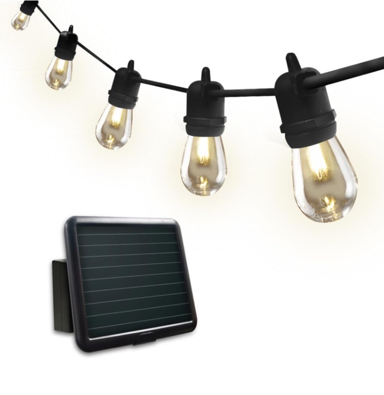 Photo 1 of Solar String Lights for Outside Outdoor Waterproof Solar Patio Lights Last for 20+Hrs Dimmable Solar Power LED Bulbs Hanging for Porch Garden Bistro