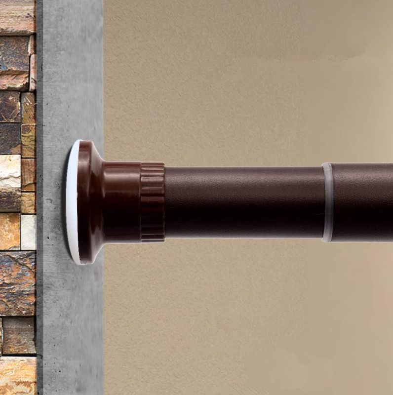 Photo 1 of ASHLEYRIVER Room Divider Tension Curtain Rod,Tension Shower Window Curtain Rod,No Drilling,Very Secure-83-122 Inch,Bronze