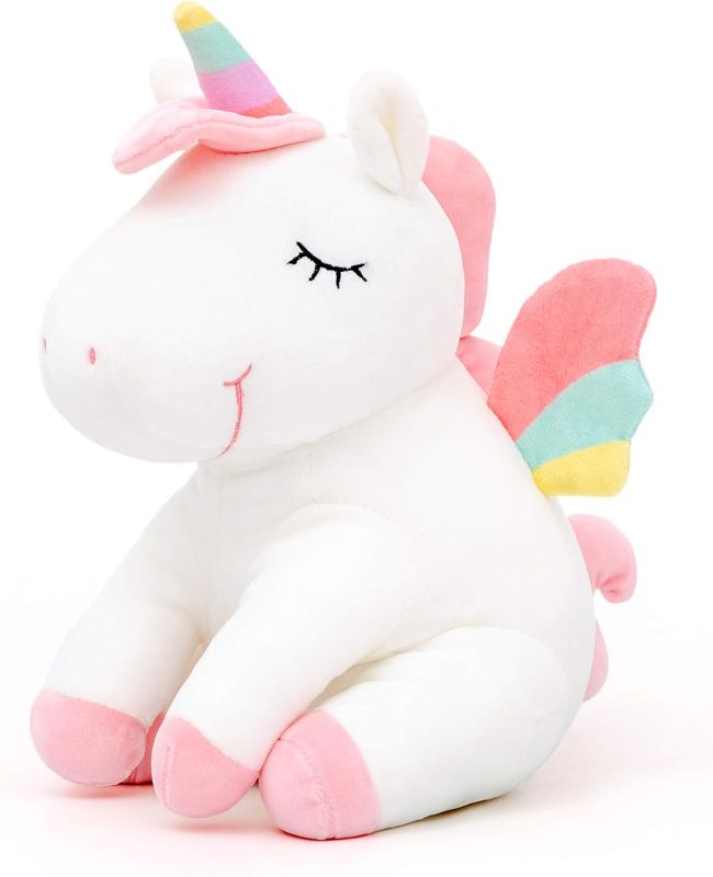 Photo 1 of Lazada Unicorn Stuffed Animal Plush Toys Girls Gifts with Rainbow Wings White 12 Inches