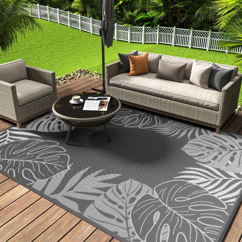 Photo 1 of COCOER Tropical Outdoor Rug 9x12 Reversible-Waterproof Patio Rug-Quick Dry Outdoor Carpet-Outdoor Area Rugs Indoor Outdoor Rugs-Outside Rug Patio Decor for Porch Deck Balcony Backyard
