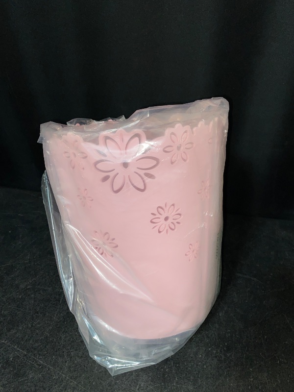 Photo 1 of Nazr Wastebasket, Hollow Flower Shape Plastic Lidless Wastepaper Baskets Trash Can (M-Pink)
