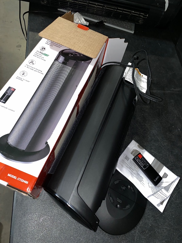 Photo 1 of LASKO 22" CERAMIC TOWER SPACE HEATER WITH TIMER AND REMOTE, CT22495, BLACK