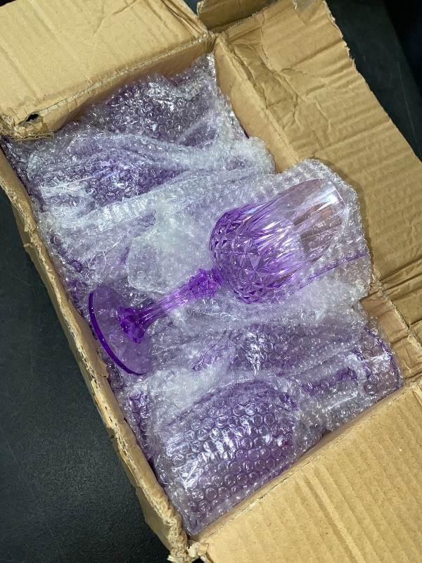 Photo 1 of Purple Plastic Wine Glasses Plastic Goblets for Parties Drinking Glasses for Wedding Reception, Grand Event Party Supplies(24, Purple)
