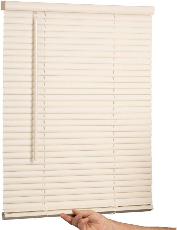 Photo 1 of LOTUS & WINDOWARE Cordless Mini Blind, 1" Vinyl Slats, 22" Wide x 36" Long - Alabaster, Window Blinds for Home and Office, Interior Door Blinds - Light Filtering
