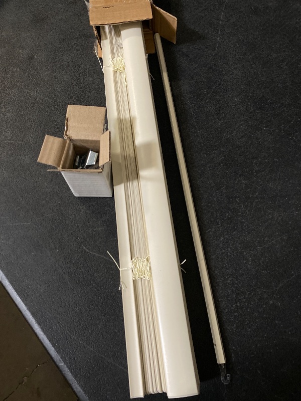 Photo 1 of LOTUS & WINDOWARE Cordless Mini Blind, 1" Vinyl Slats, 22" Wide x 36" Long - Alabaster, Window Blinds for Home and Office, Interior Door Blinds - Light Filtering
