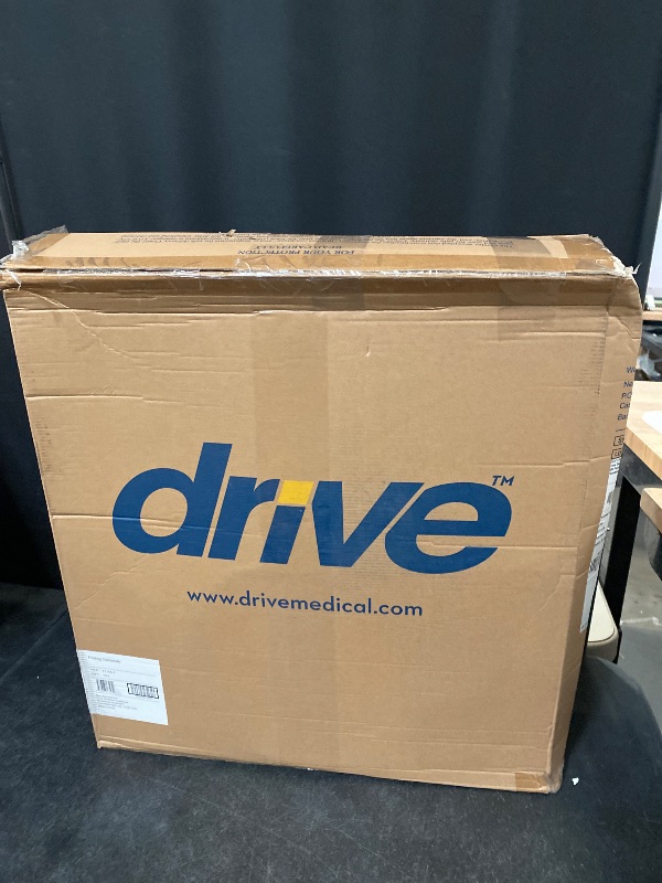 Photo 1 of Drive Medical 11148-1 Folding Steel Bedside Commode Chair, Portable Toilet, Supports Individuals Weighing Up To 350 Lbs, with 7.5 Qt. Bucket and 13.5 Inch Seat, Grey