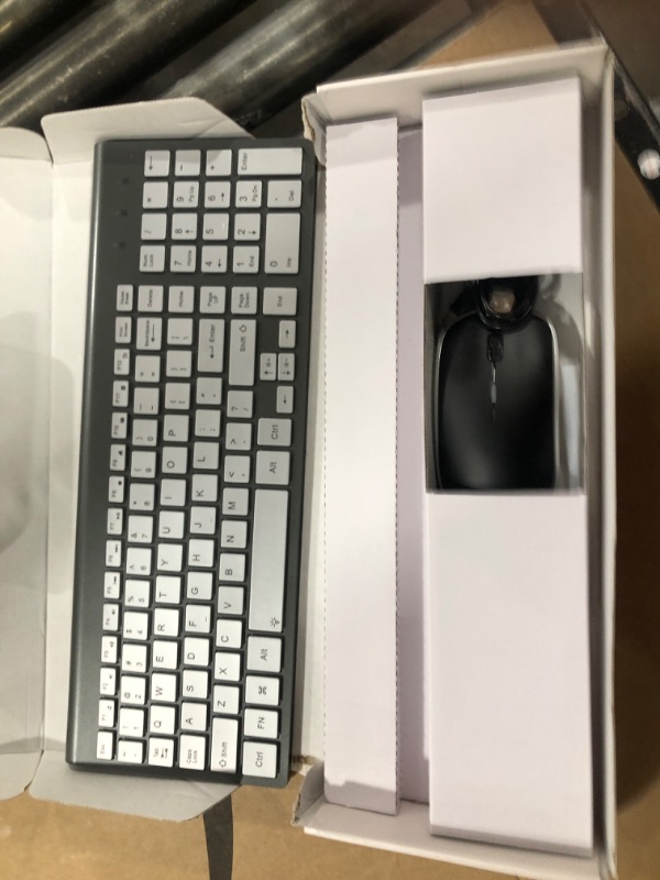 Photo 1 of J JOYACCESS Wireless Keyboard and Mouse Combo with 7 Backlit Options,Quiet Light Up Keys,Type-C Rechargeable,Sleep Mode-2.4G Slient Portable Cordless Combo for Laptop/PC/Computer/Mac(Grey+Sliver)